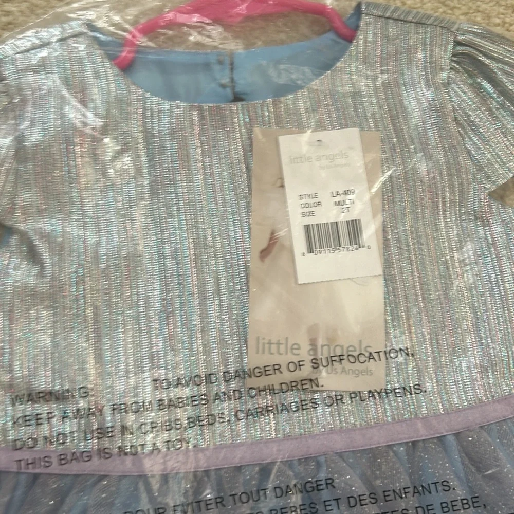 Girls 2T dress new nwt tulle lined crinoline dressy Cinderella look foil glitter